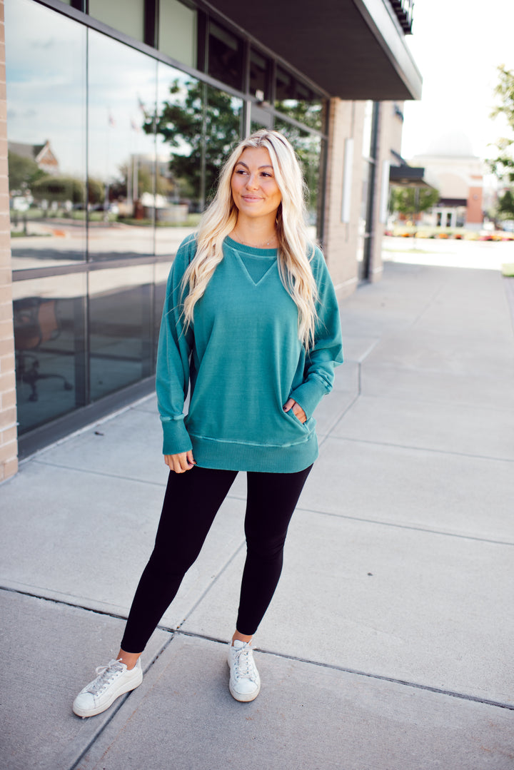 On the Go Crew Pullover (Teal)