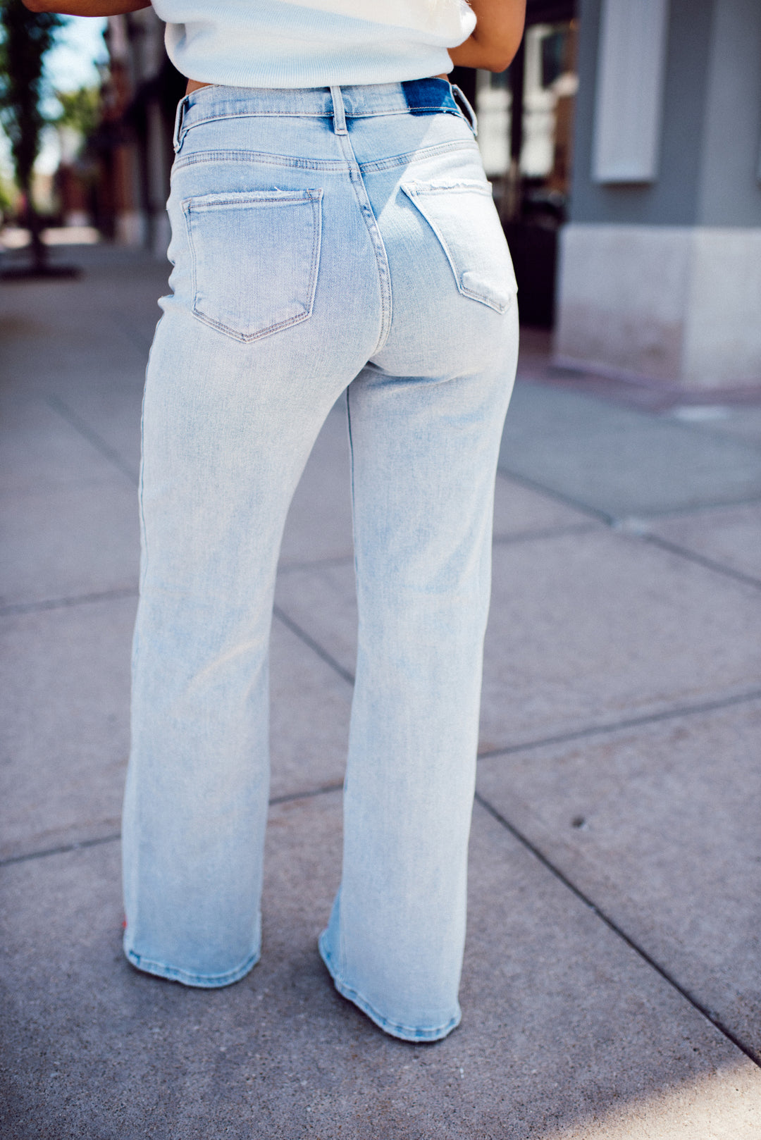 Risen Amelia Mid Rise Wide Leg Denim (Light)