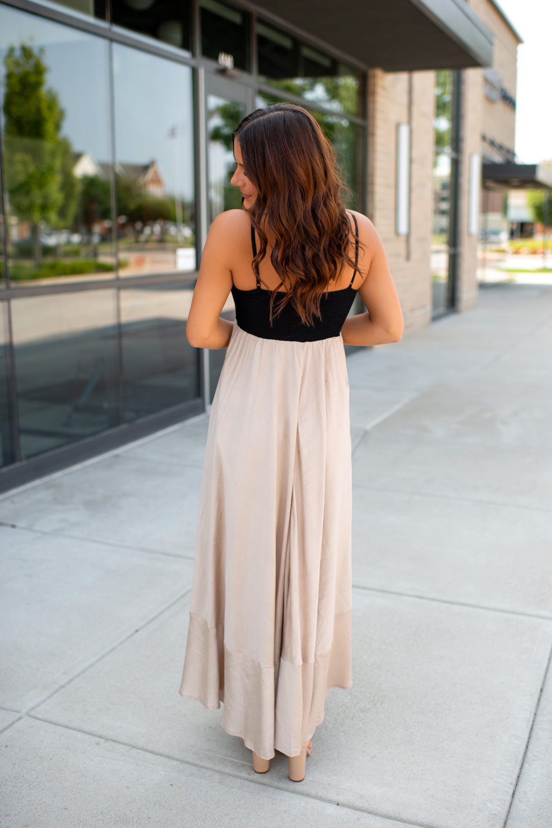 Preppy In Peacock Maxi Dress (Black/Khaki)