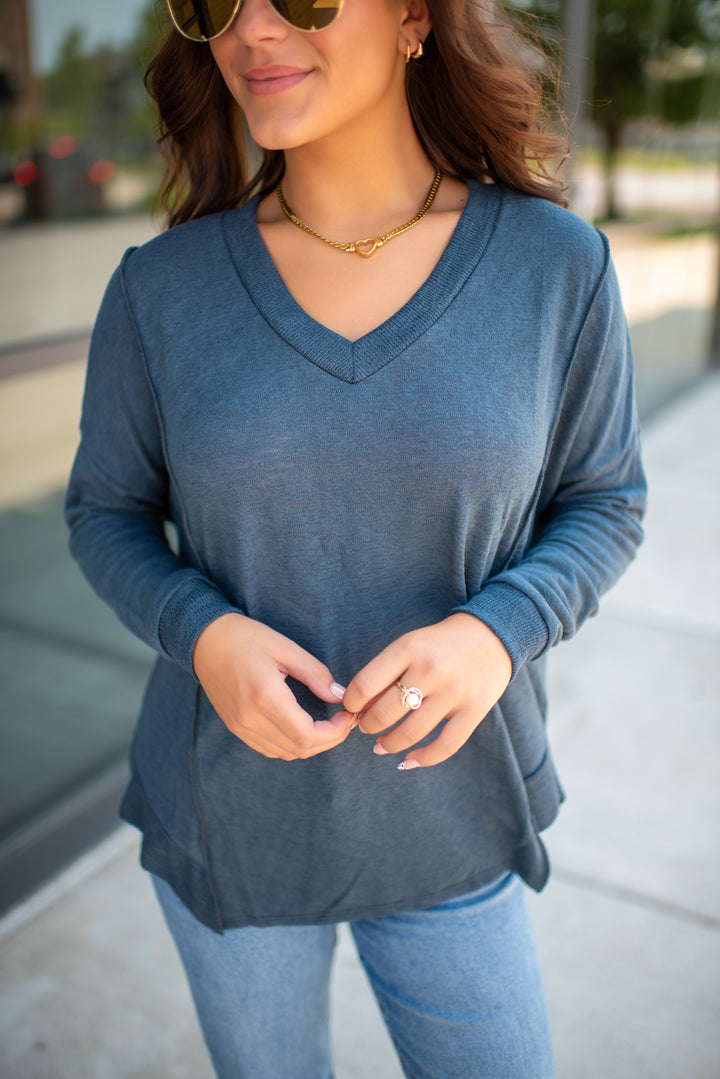 Moon Light Long Sleeve Top (Navy)