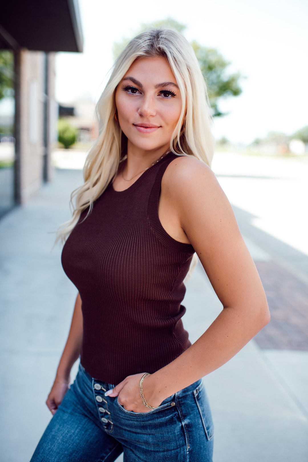 Casey Knit Tank(Brown)