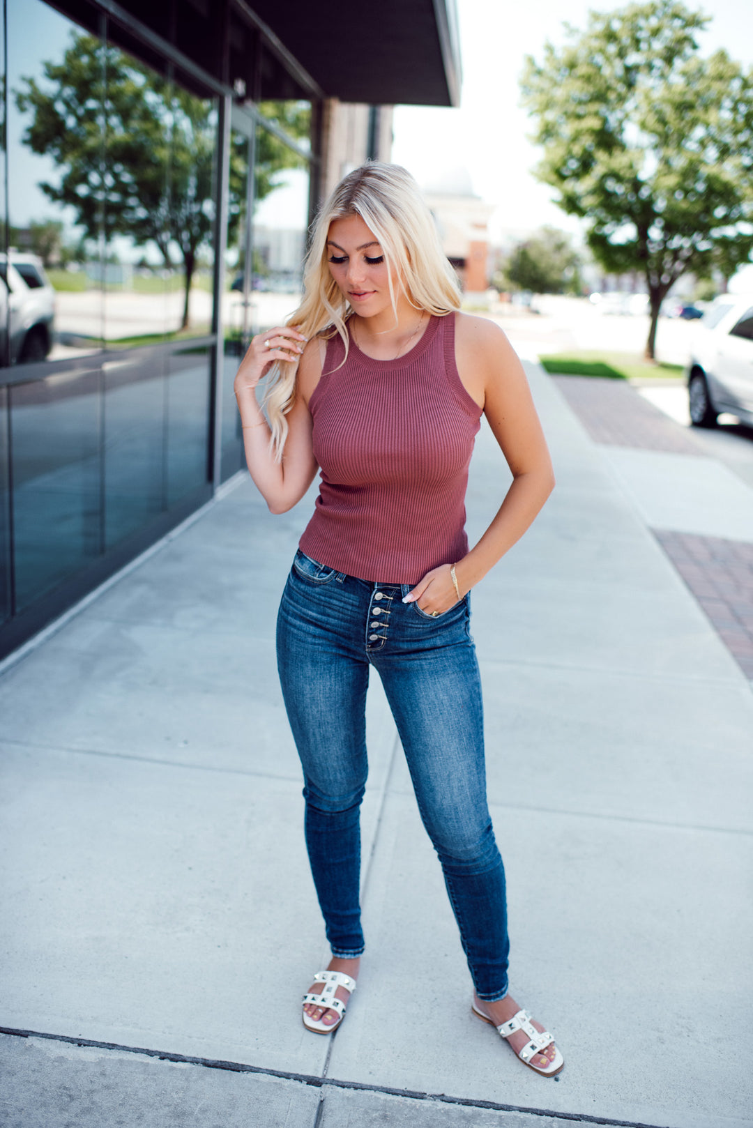 Casey Knit Tank(Mauve)