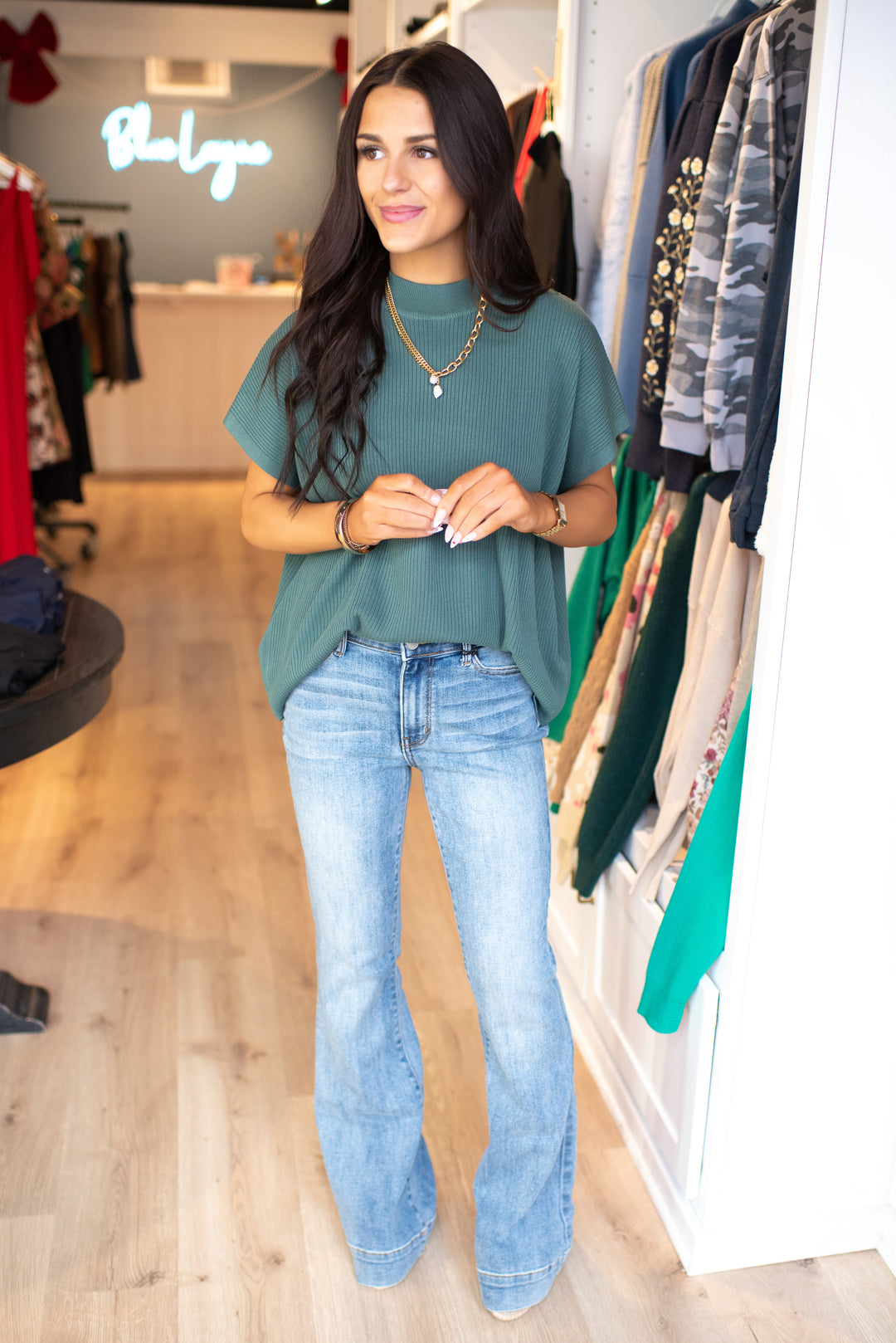 PREORDER Modern Ease Mock Neck Sweater (Jade)