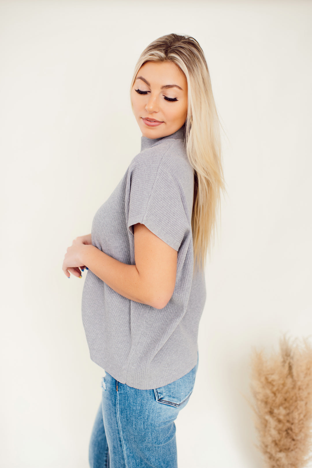 Modern Ease Mock Neck Sweater (Heather Grey)