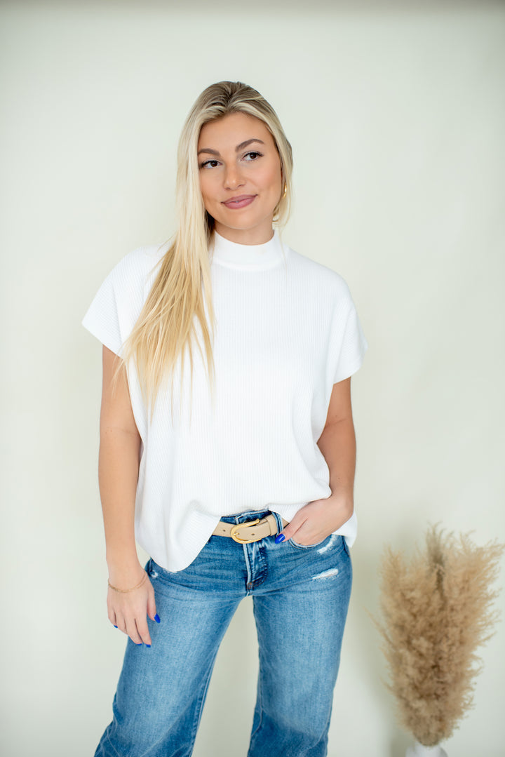 Modern Ease Mock Neck Sweater (Ivory)