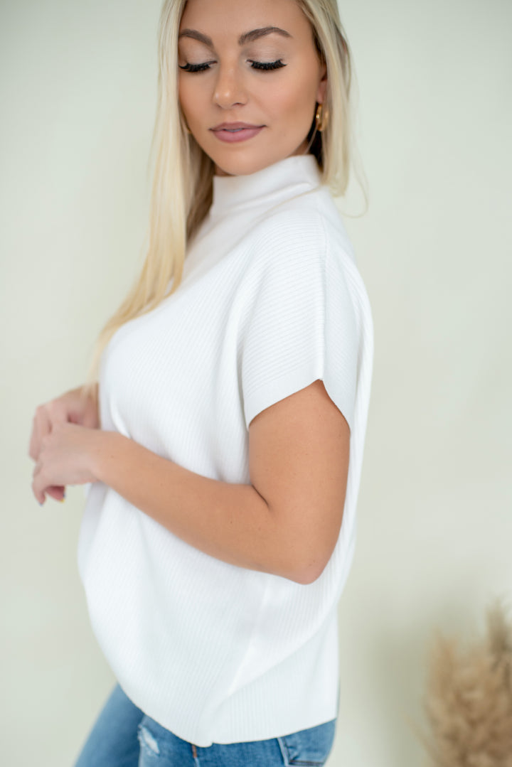 Modern Ease Mock Neck Sweater (Ivory)