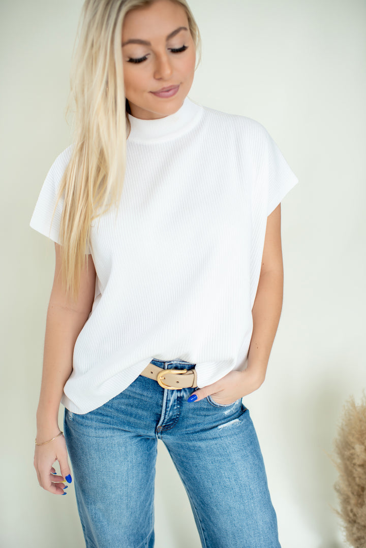 Modern Ease Mock Neck Sweater (Ivory)