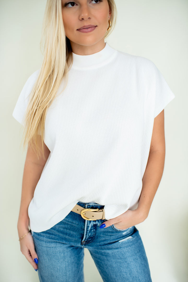 Modern Ease Mock Neck Sweater (Ivory)