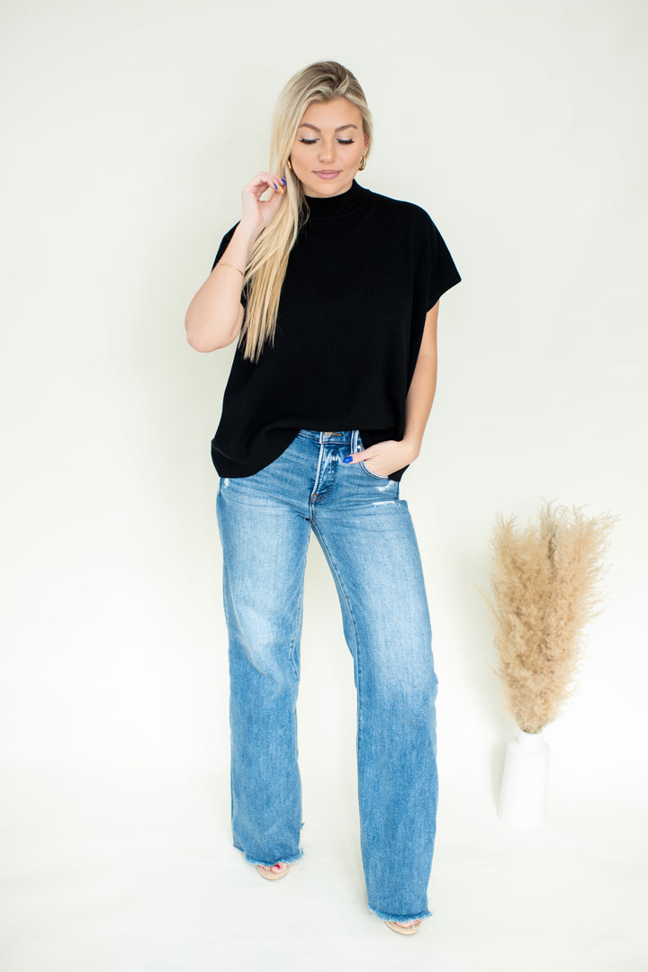 PREORDER Modern Ease Mock Neck Sweater (Black)