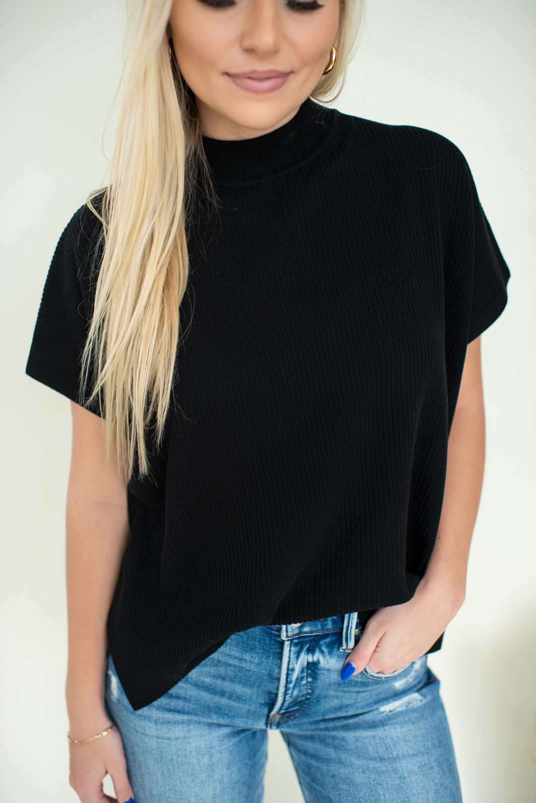 PREORDER Modern Ease Mock Neck Sweater (Black)