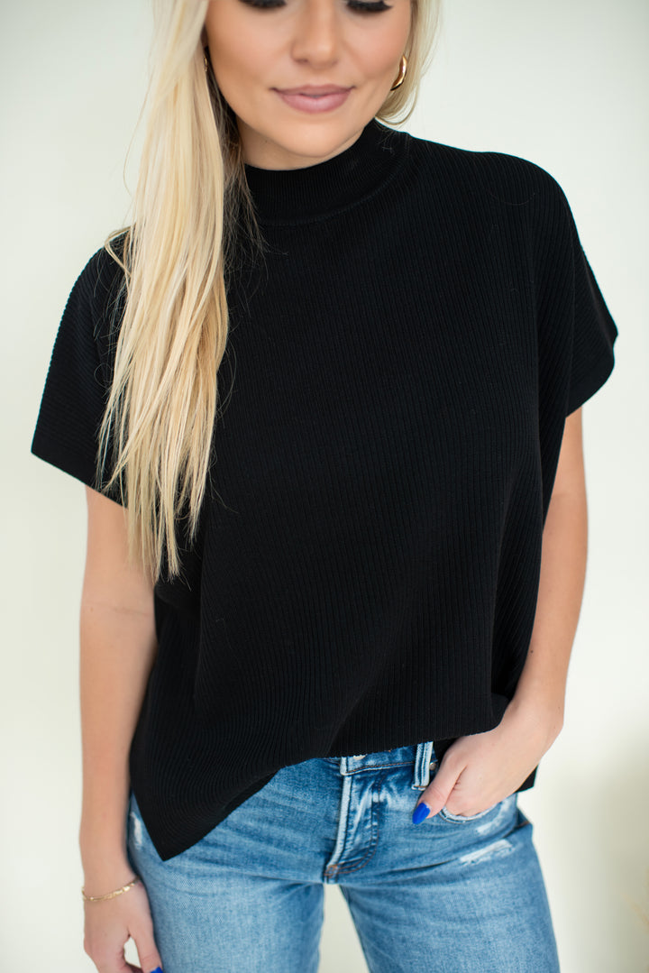 PREORDER Modern Ease Mock Neck Sweater (Black)