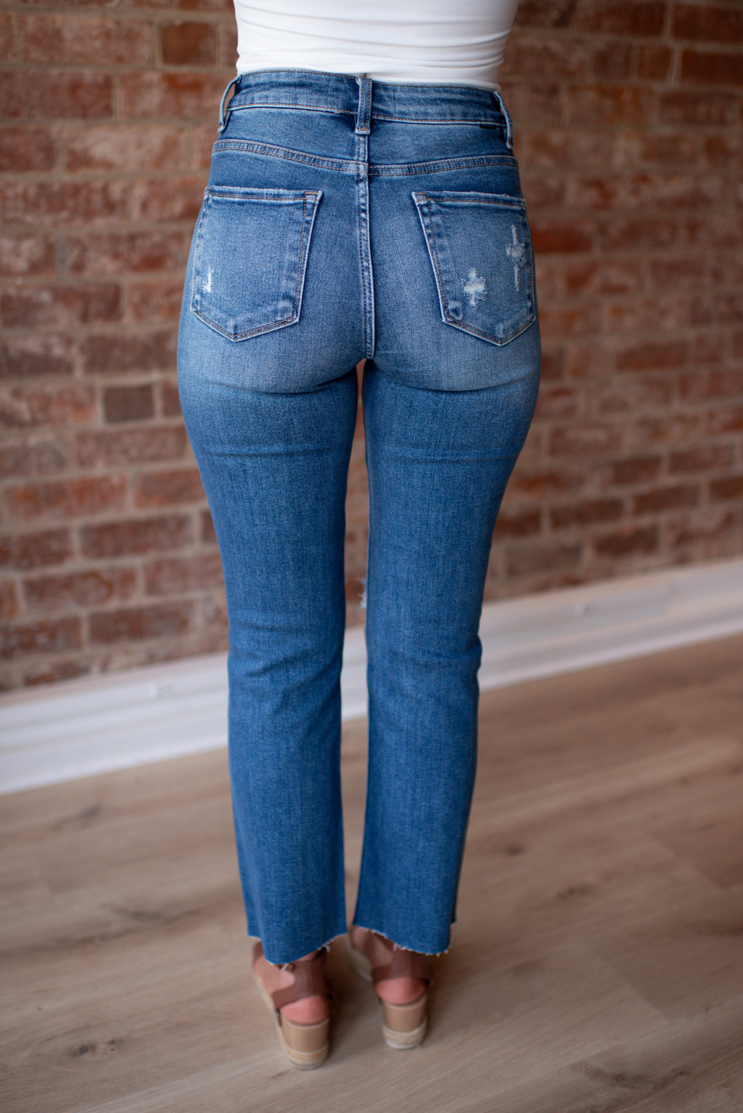 Risen Lylah Distressed Crop Denim (Medium Wash)