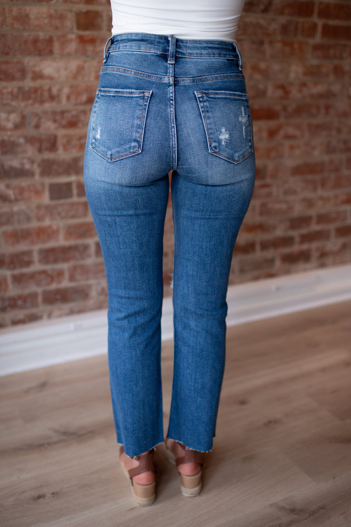 Risen Lylah Distressed Crop Denim (Medium Wash)
