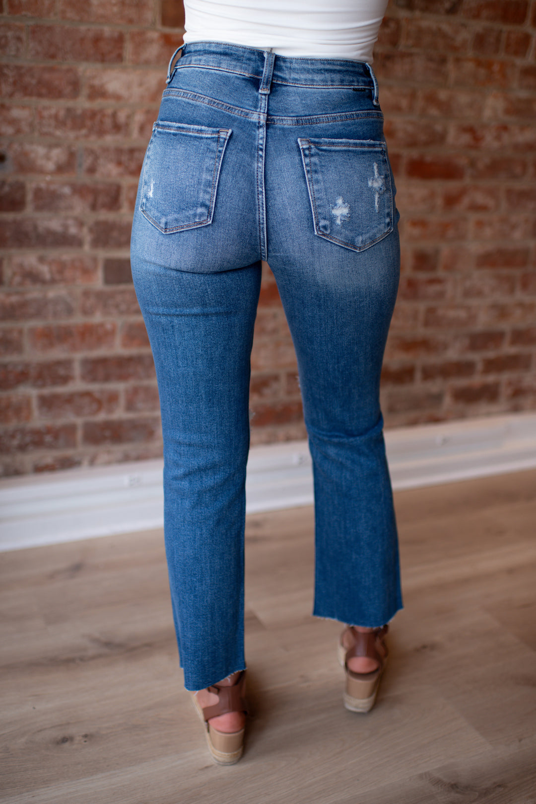 Risen Lylah Distressed Crop Denim (Medium Wash)