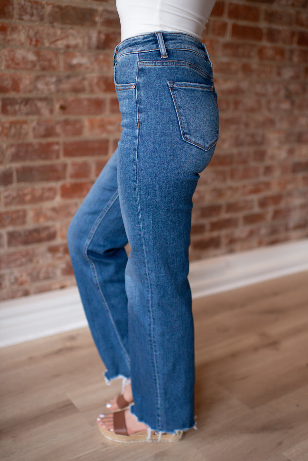 Risen Willow Tummy Control Wide Leg Denim (Dark)