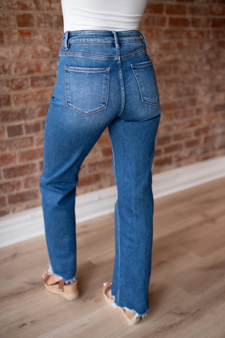 Risen Willow Tummy Control Wide Leg Denim (Dark)