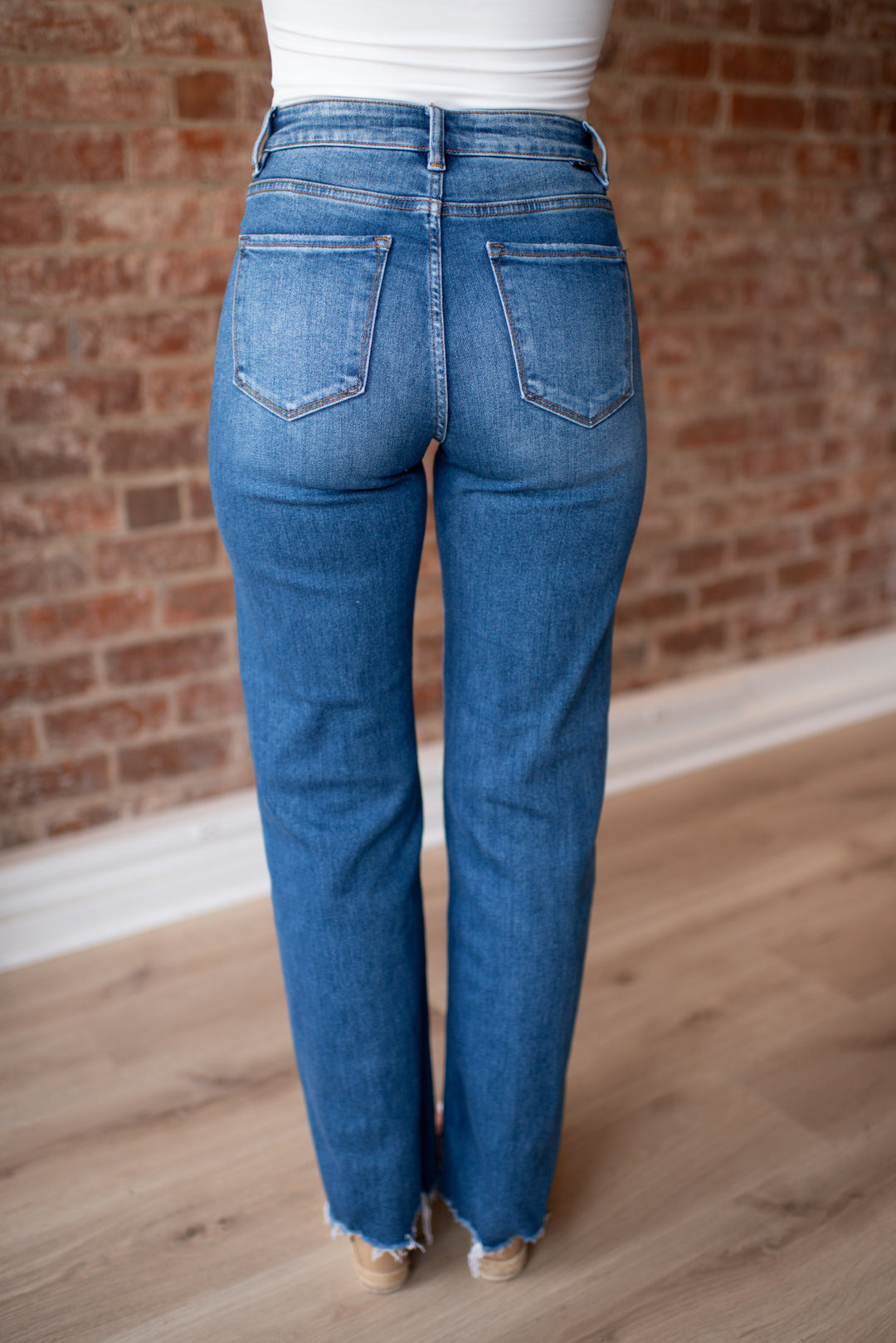 Risen Willow Tummy Control Wide Leg Denim (Dark)
