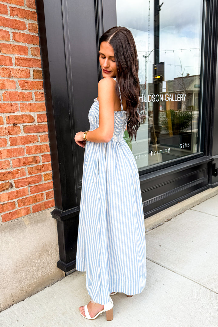 Nantucket Stroll Striped Dress (Blue)