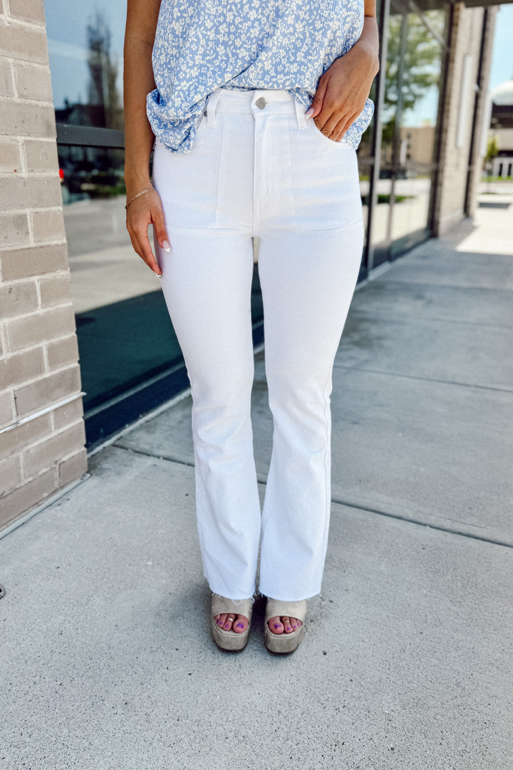 KanCan Kendra Flare White Denim