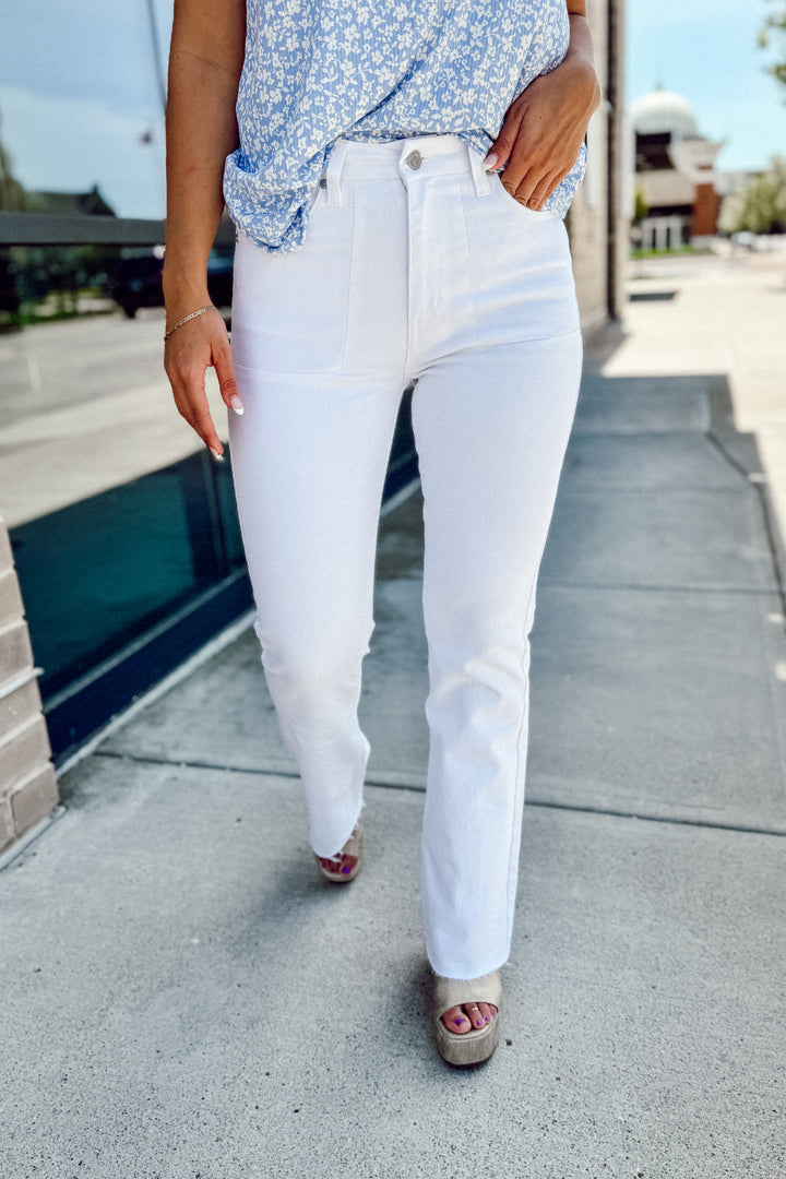 KanCan Kendra Flare White Denim