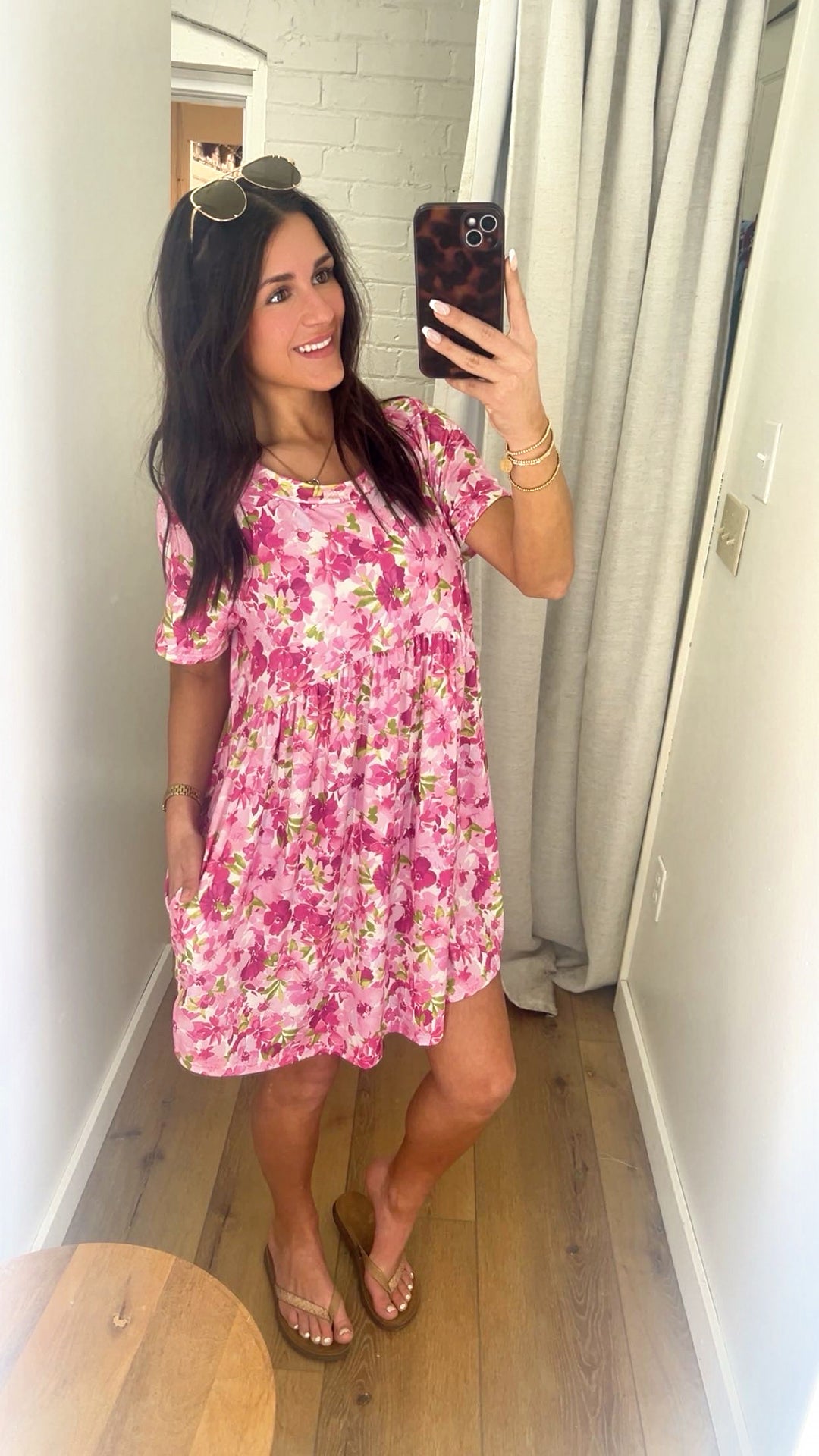 Sweet Sundays Floral Mini Dress (Fuchsia)