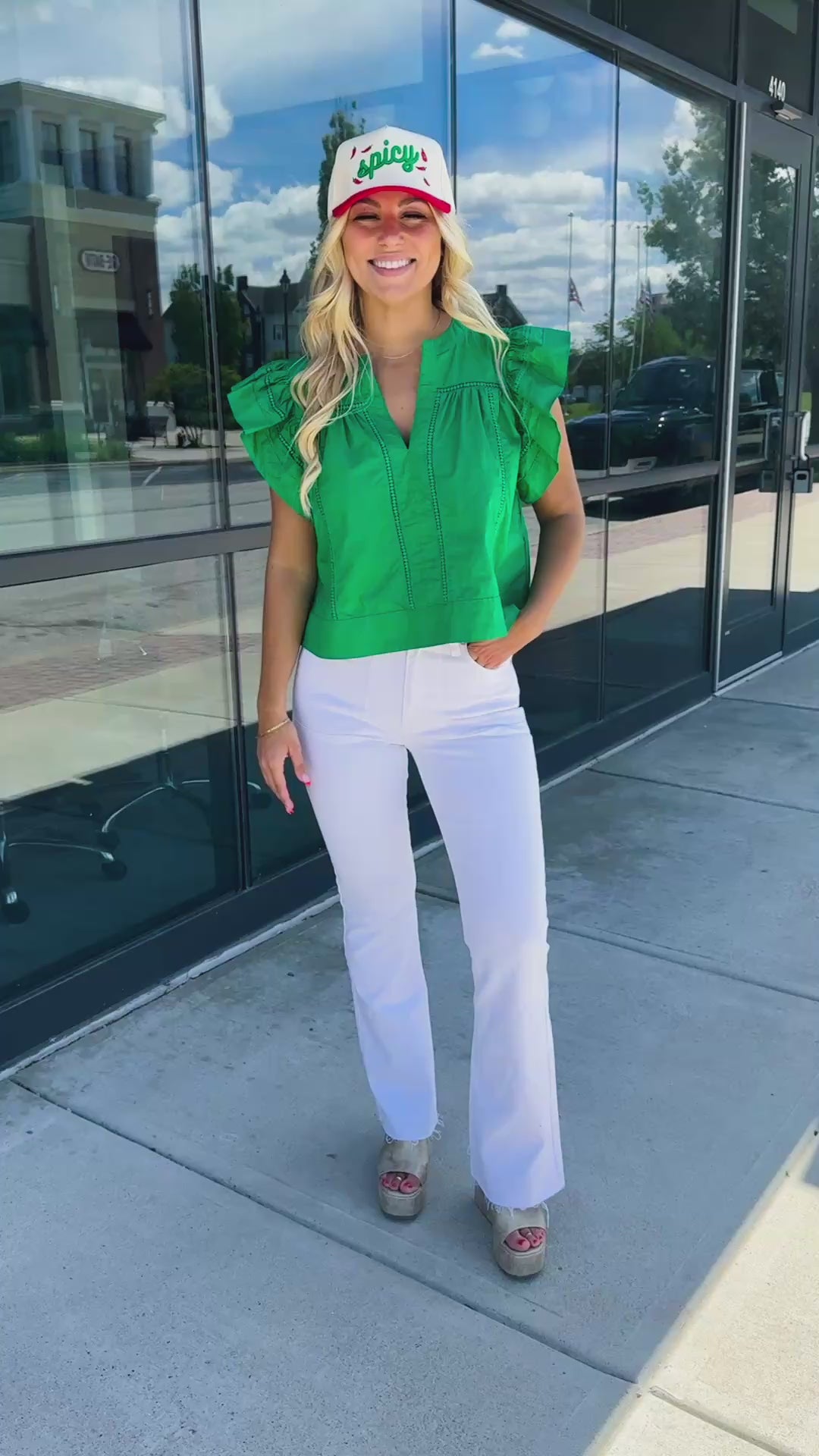 Faith Flare Ruffle Top (Green)