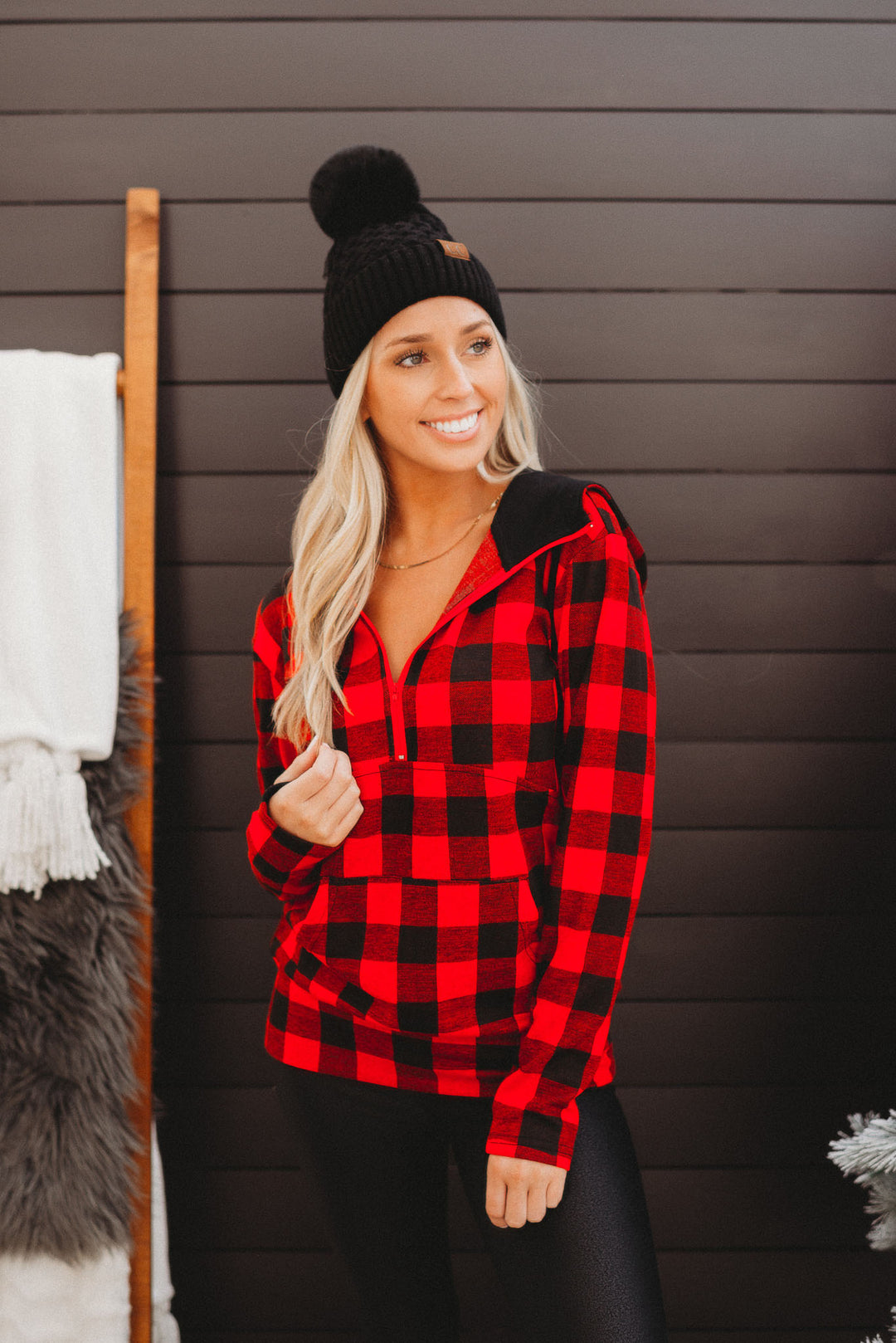 Layer Of Frost Half Zip Hoodie (Red/Black)