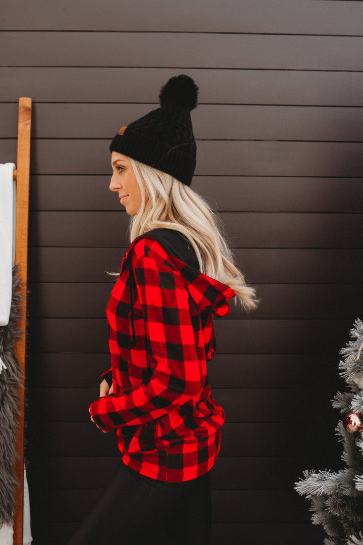 Layer Of Frost Half Zip Hoodie (Red/Black)