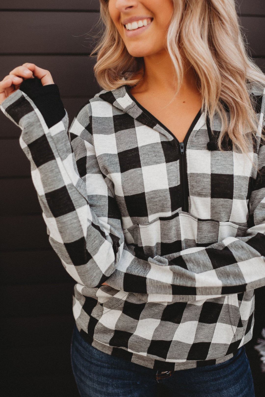 Layer Of Frost Half Zip Hoodie (Black/Grey)
