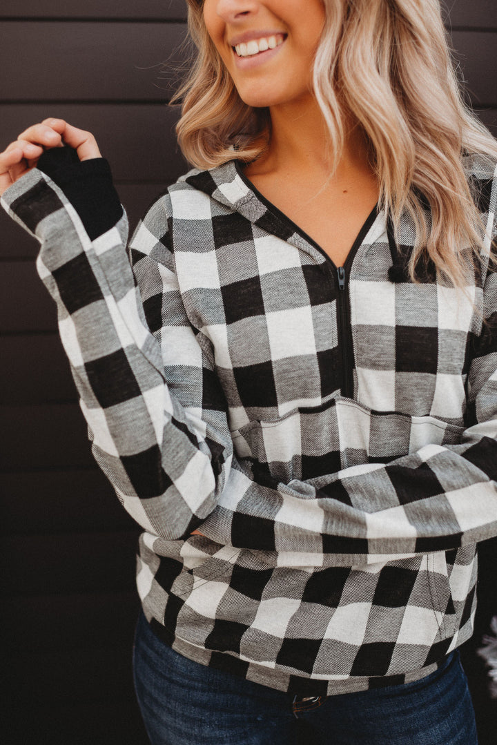 Layer Of Frost Half Zip Hoodie (Black/Grey)