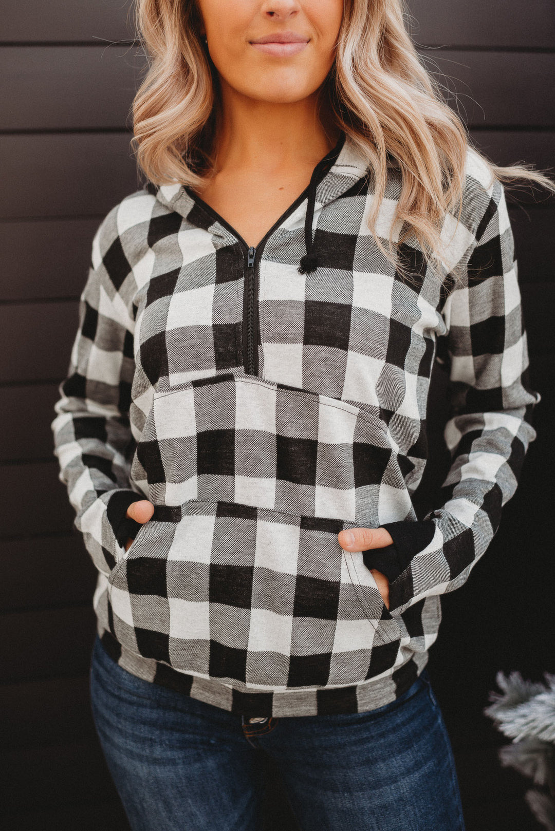 Layer Of Frost Half Zip Hoodie (Black/Grey)