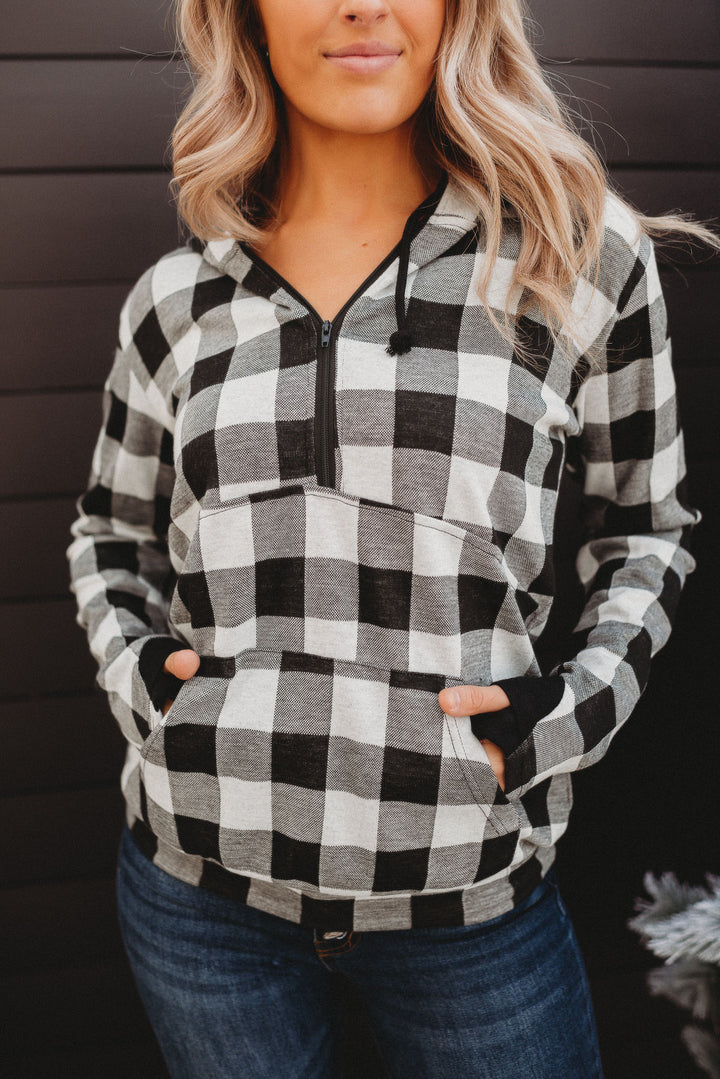Layer Of Frost Half Zip Hoodie (Black/Grey)