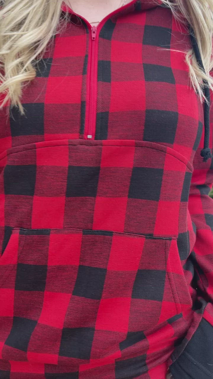 Layer Of Frost Half Zip Hoodie (Red/Black)